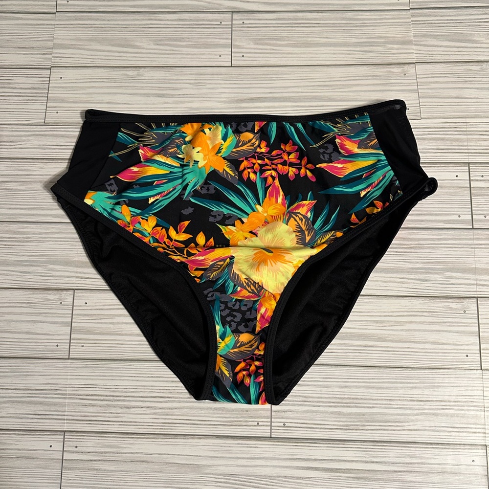 Floral High-Waisted Swim Bottoms